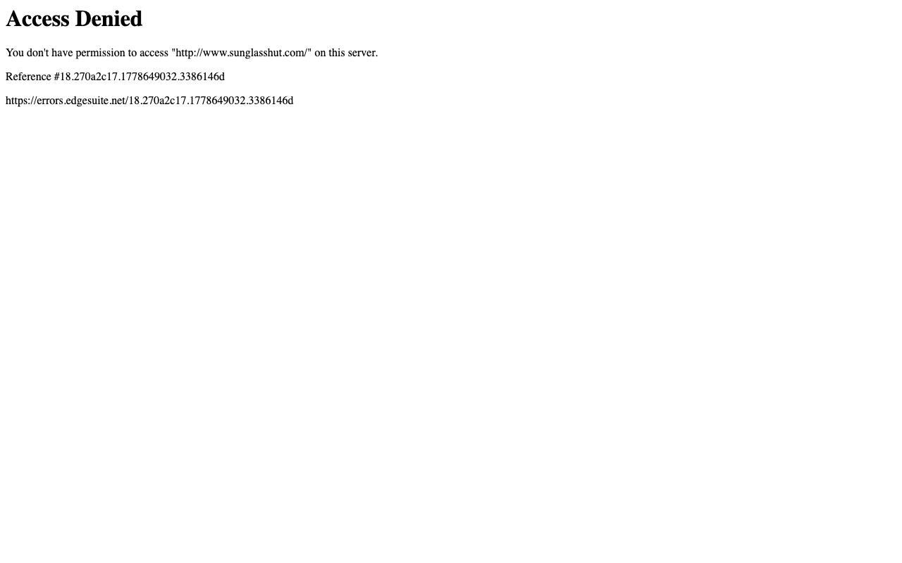 sunglasshut.com homepage screenshot